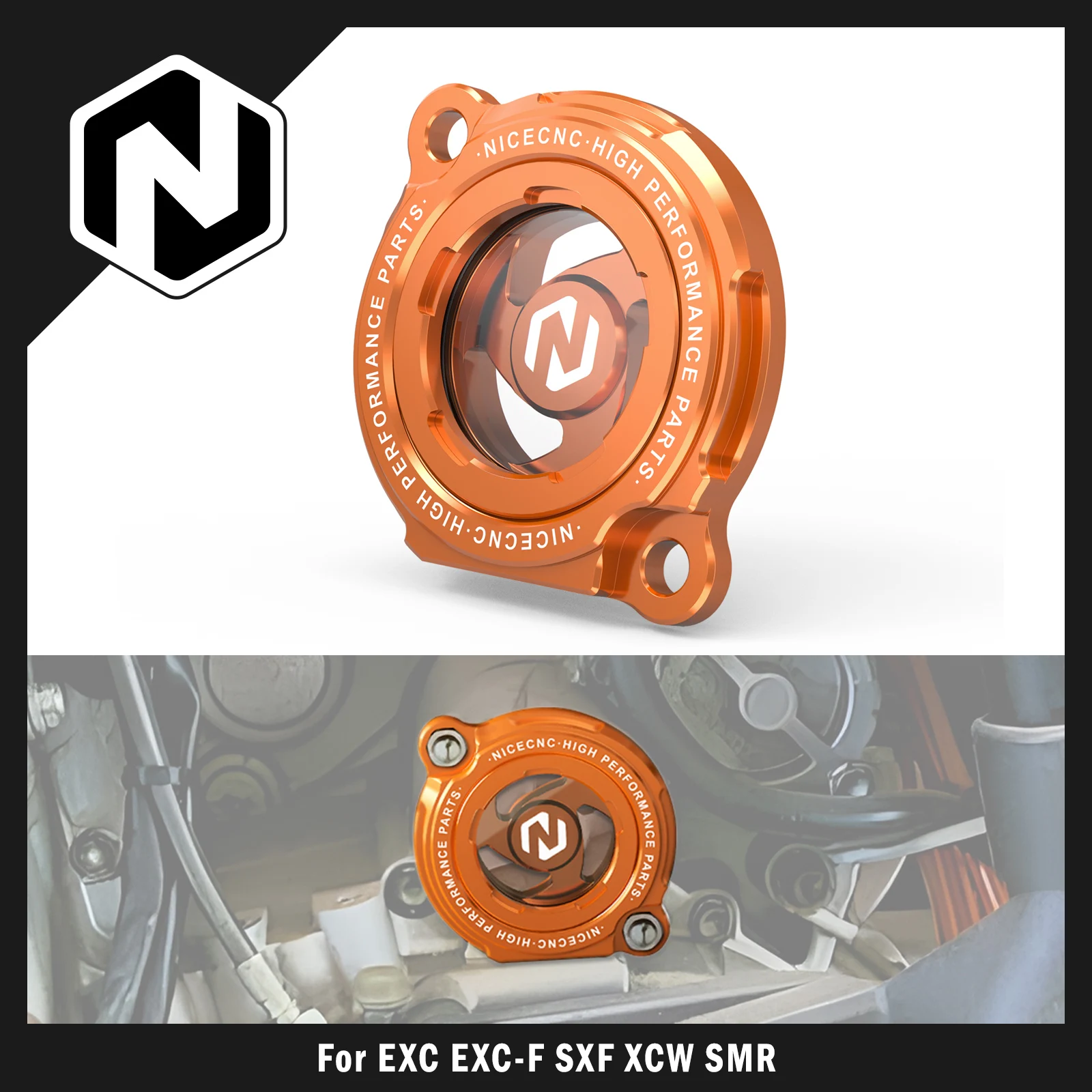 

NICECNC For KTM EXC 520 EXCF SXF 250 Transparent Engine Oil Filter Cap EXCF SX XC XCFW MXC SMR 250 400 450 520 525 SXC SMC 625