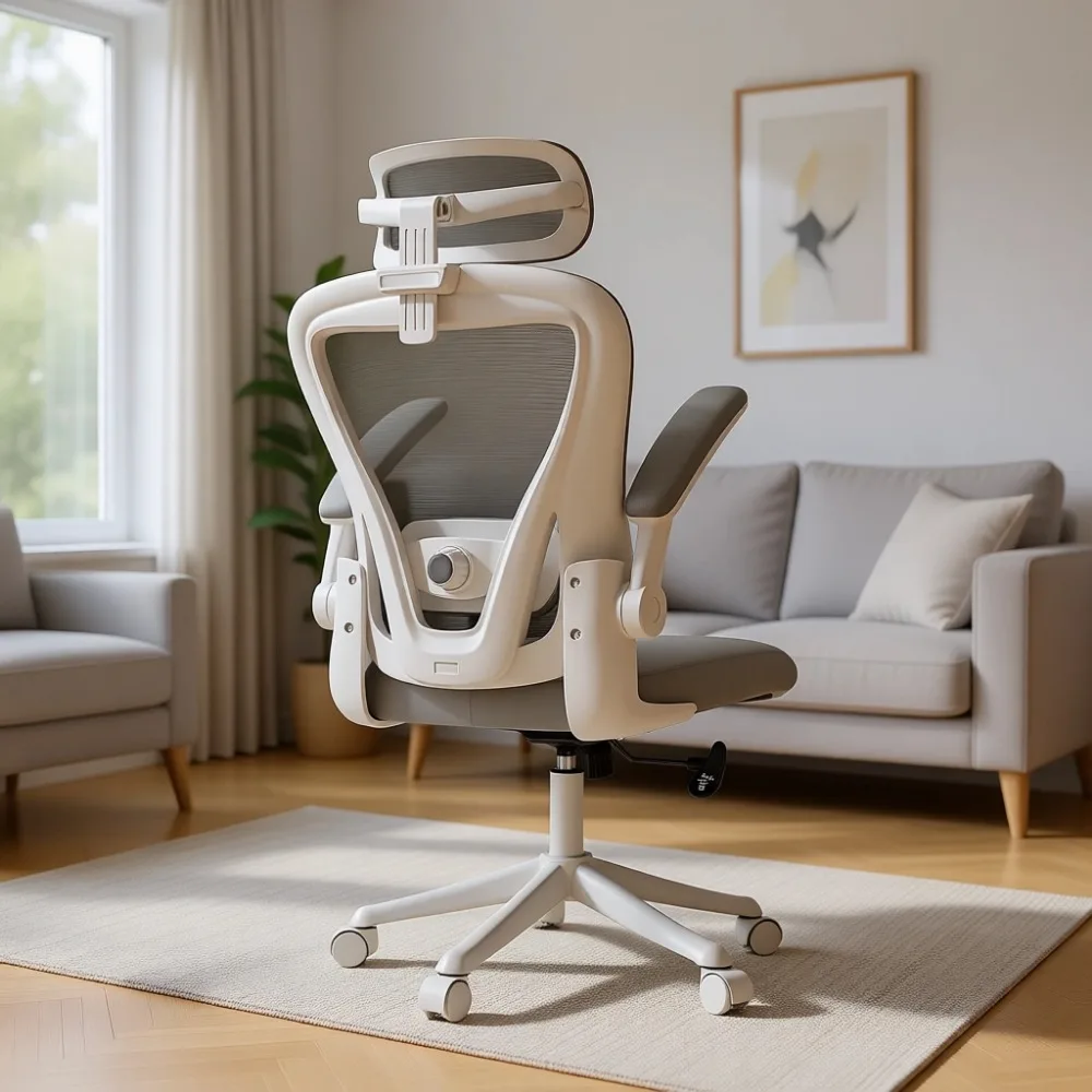 Ergonomic Office Chair with Memory Foam, 3D Headrest, Adjustable Arms, Lumbar Support, Gray