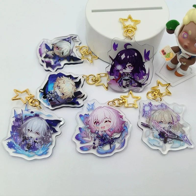 LLavero de Anime Honkai: Star Rail Himeko Clara Danheng, colgante de acrílico con versión Q, decoración de bolsa, juguete