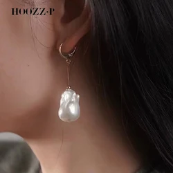 HOOZZ.P Baroque Pearl Drop Stud Earrings 925 Sterling Silver Large Bead Natural Freshwater Ins Fine Jewelry Gifts For Women 2024