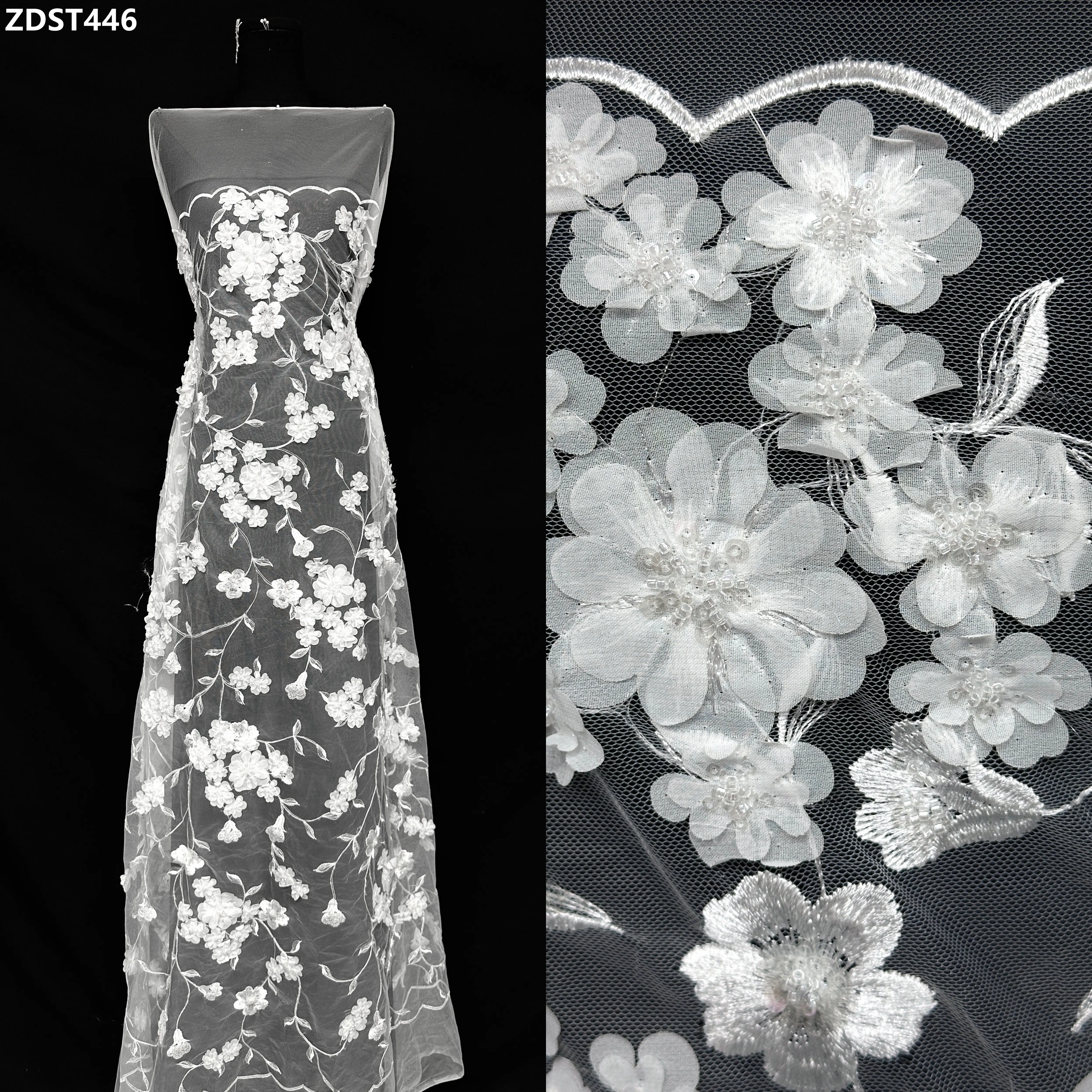 

European French Lace 2026 Heavy Luxury Bridal Party African European Net Beaded Lace Embroidery French Tulle Fabric for Wedding