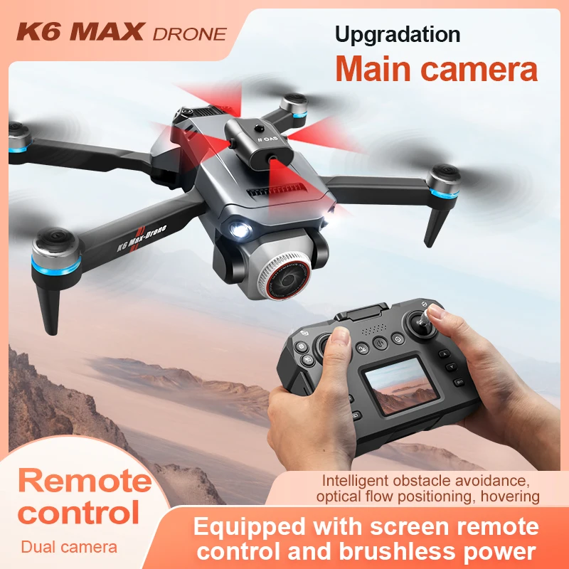 New K6 Max LCDScreen Controlled Version 4K HD Camera Brushless Drone Motor Obstacle Avoidance Foldable Quadcopter Dron RC Toy