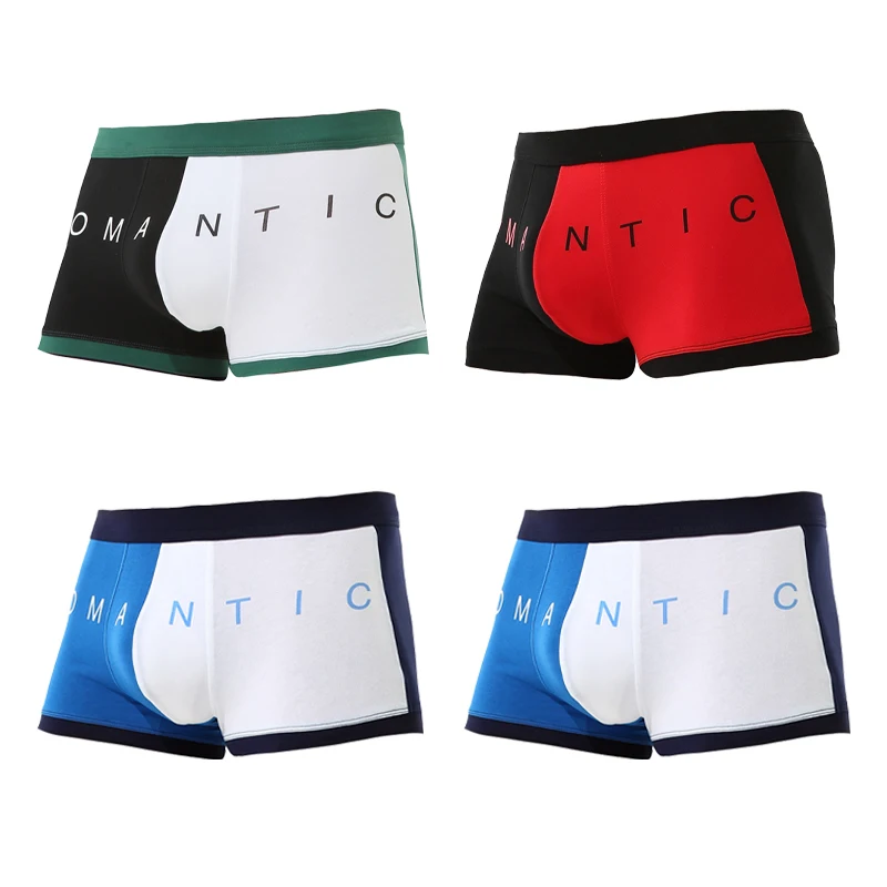 1pc Men's cotton underwear men's trend personality boxers summer thin breathable boys sports four corners short underpants
