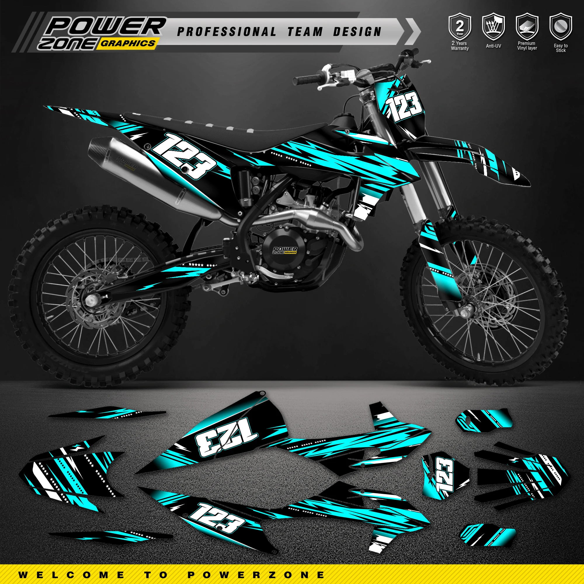 

PowerZone Custom Team Graphics Decals Stickers Kit For KTM SX SXF MX 2019 2020 2021 2022 EXC XCW Enduro 2020-2023 125 to 500cc