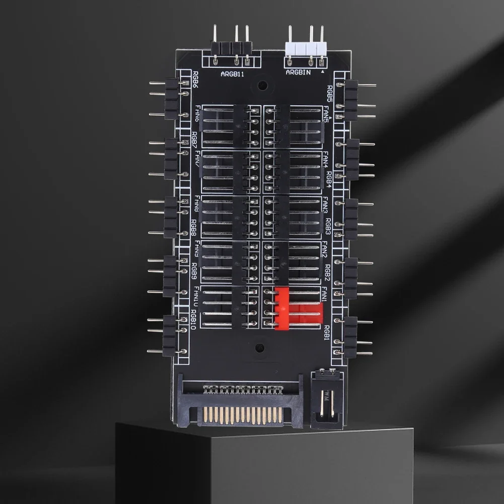 2 in 1 Cooling Fan Hub 5V 3PIN ARGB SATA Power Splitter Adapter HUB 12V 4PIN PWM Computer Accessories 10 Way for PC Chassis Case