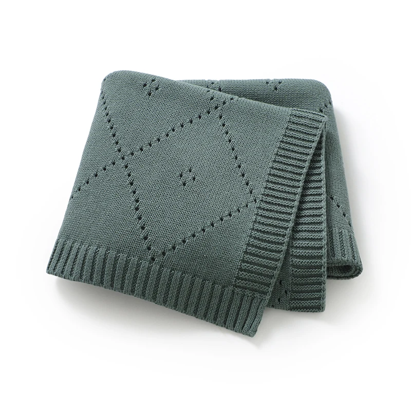 

Newborn Baby Blanket Cotton Knitted Boy Girl Bedding Quilt 90*70CM Infant Stroller Swaddling Super Soft Fashion Solid Wrap Plaid