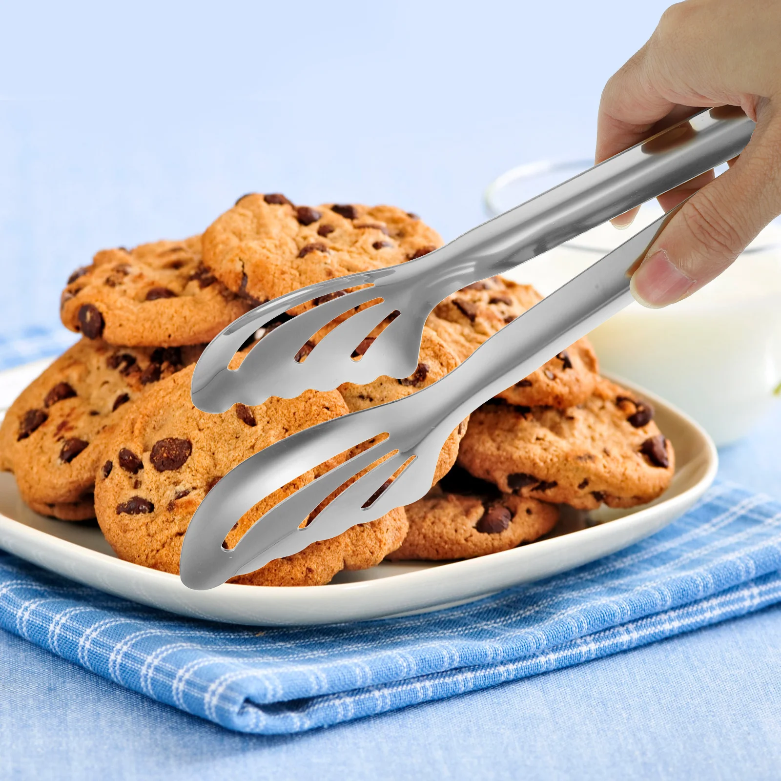 

Food Tong Stainless Steel Multi-Functional Heat Resistant Food Clip for Cooking Baking Serving Kitchen Supplies Buffet Dessert