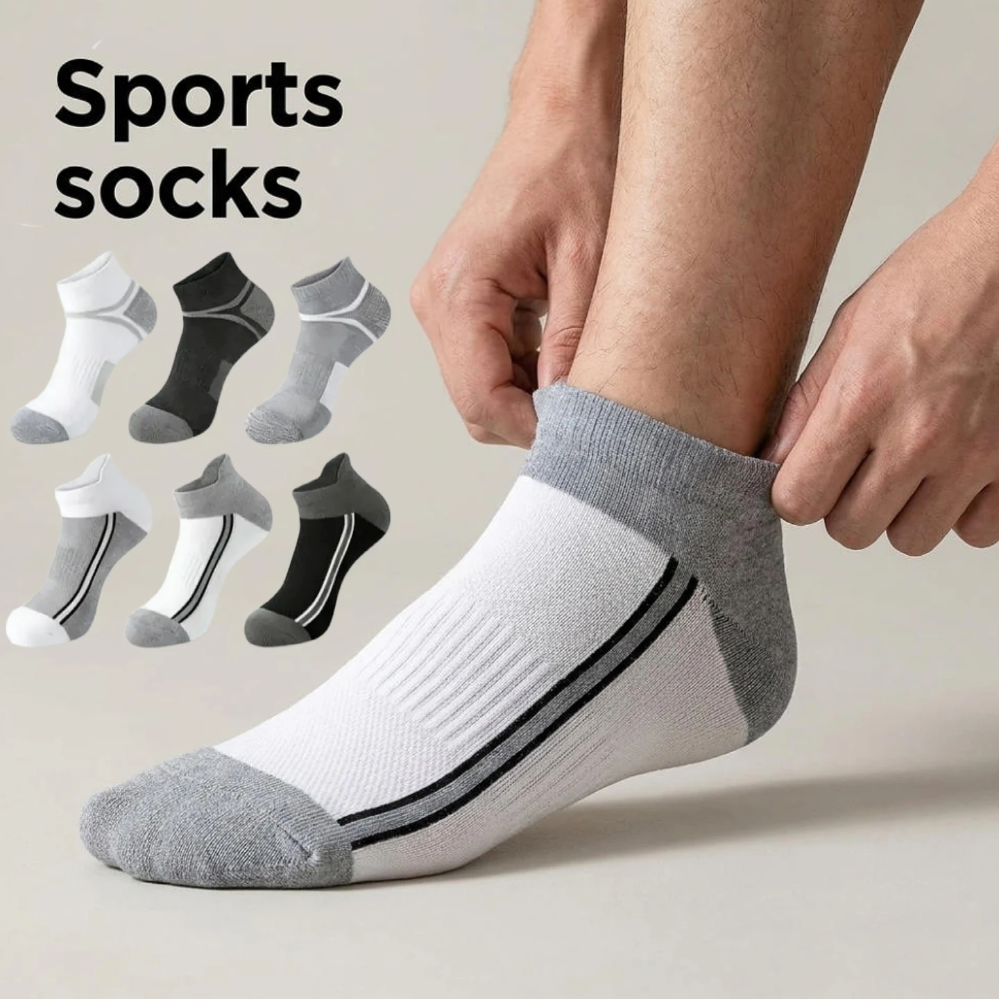 

15 pairs Men's Athletic Ankle Socks, Breathable Mesh Sports Socks with Striped Design, Cushioned Low Cut Socks for Running Gym