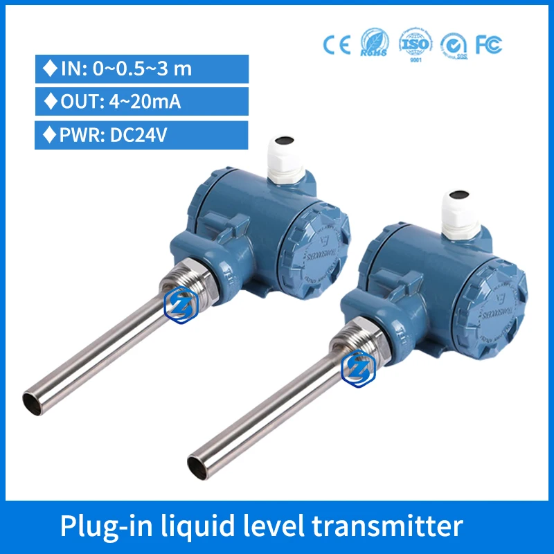 

Hydrostatic Metal Armored Oil Liquid Level Transducer Plug-in Liquid Level Transmitter Diesel Fuel Tank 4-20mA Level Sensor