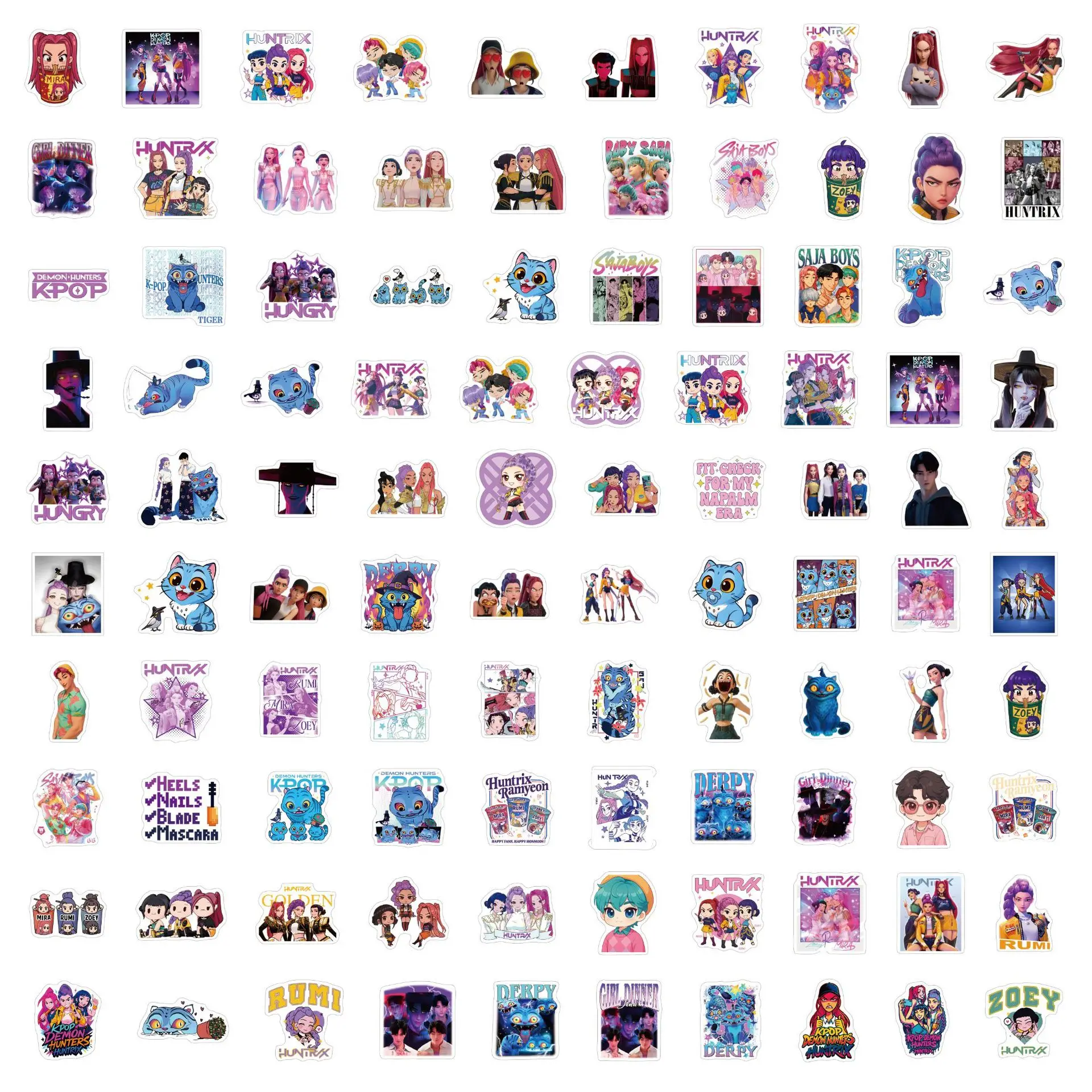 10/30/100PCS Anime Hunters Lumi Mila Zoi Stickers Waterproof Glossy Decals for Phone Case Luggage Laptop Skateboard DIY Decor image 5