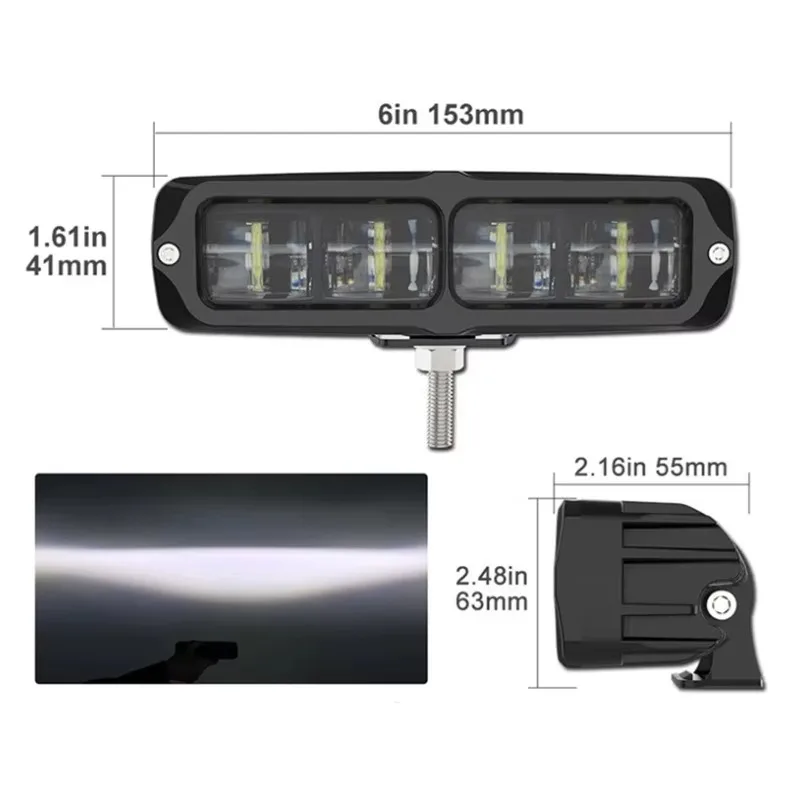 

Popu для мотоцикла 4X4 ATV SUV UTV Грузовик 12V 24V Светодиодная панель Противотуманная фара 6D Желтый светодиодный светильник 6-дюймовый прожектор для внедорожного вождения