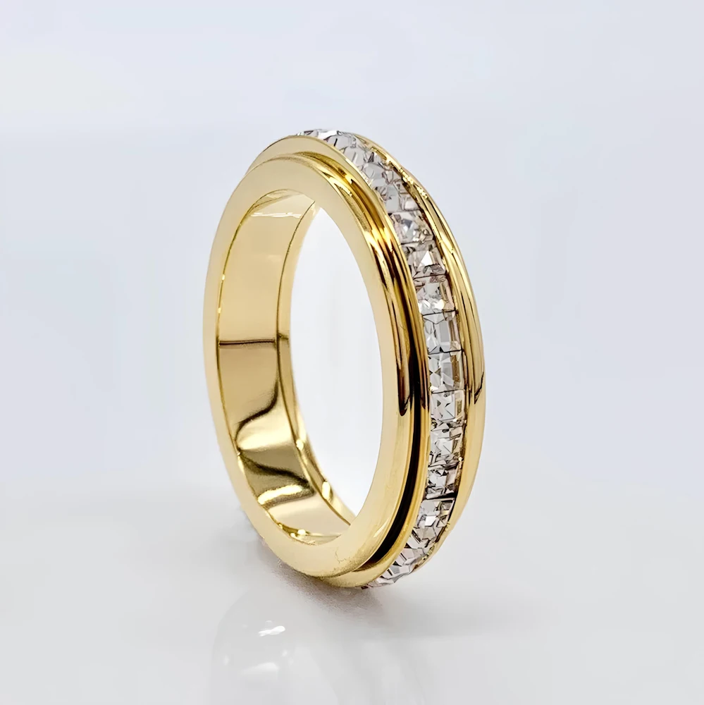 316L Edelstahl Herrenschmuck AAA Kubikzirkonia Spinner-Ringe Angstlösende Fidget-Ringe für Frauen Weihnachtsgeschenk – Detail 5