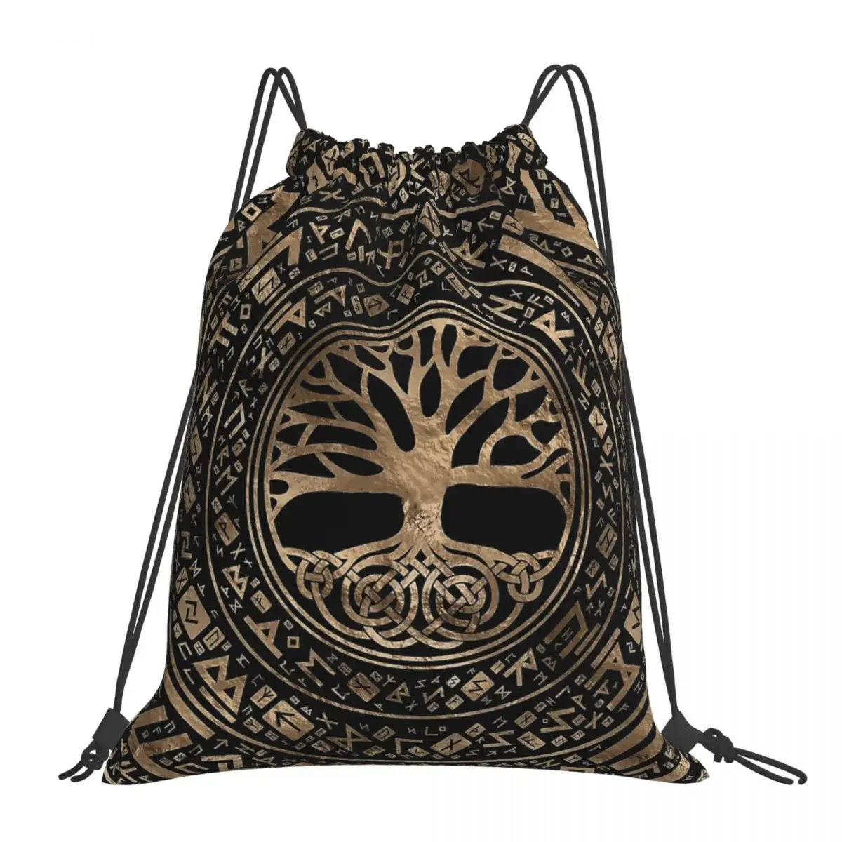 

Tree Of Life -Yggdrasil Runic Pattern Backpacks Drawstring Bags Drawstring Bundle Pocket Sports Bag BookBag For Travel Students