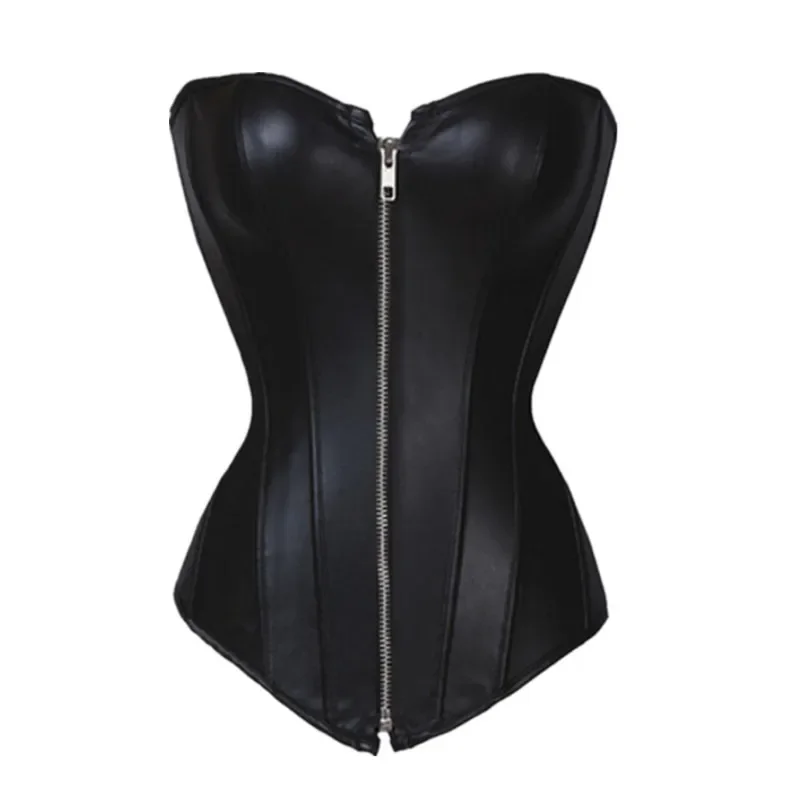 Imitation Leather Zipper Court Corset Performance Costume