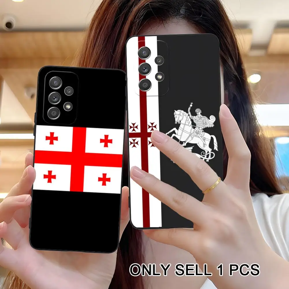 Georgia Flag Phone Case for Samsung Galaxy A57 56 55 54 53 52 51 37 36 35 34 33 32 31 5G Soft TPU Shockproof Cover