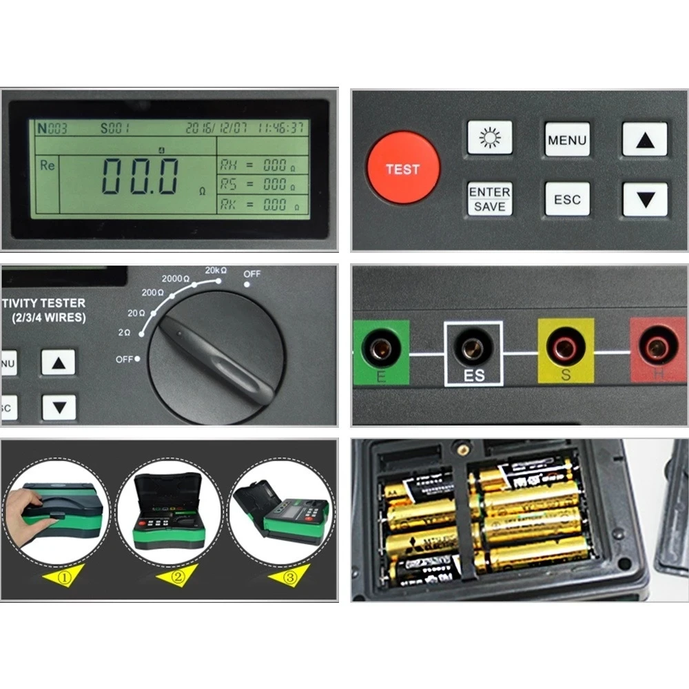 DUOYI DY4300 Digitaler Erdung tester Erdung widerstand Meg-Ohm meter Boden widerstands komponenten tester 0 ~ 20,99 k