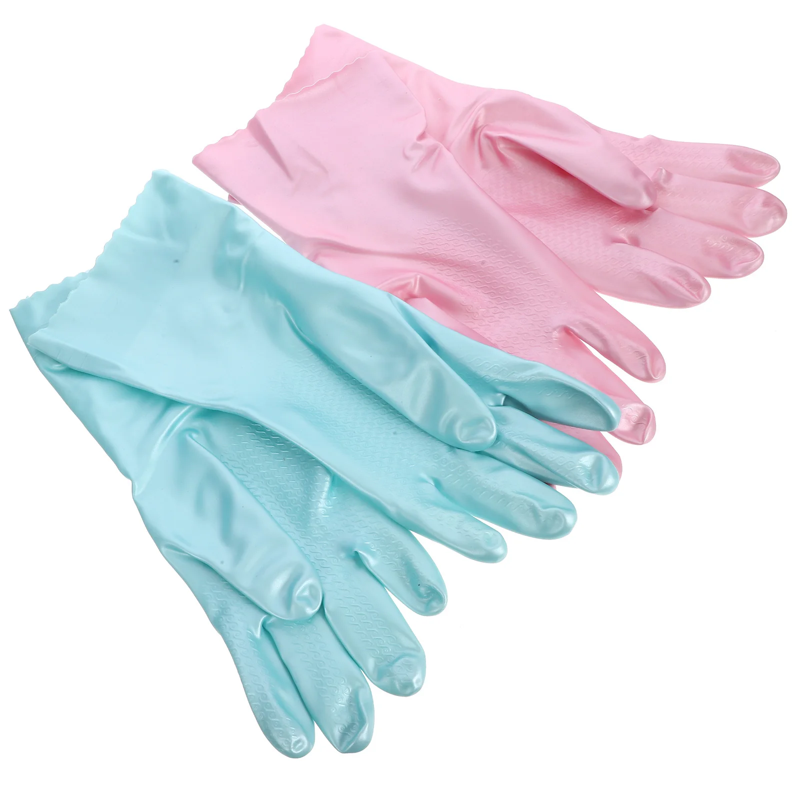 

2Pairs Waterproof Dishwashing Gloves Reusable Rubber Cleaning Mittens for Kitchen and Household Chores Cleaning Mittens