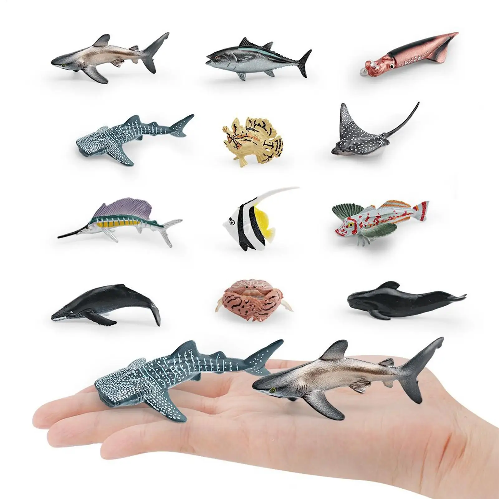 12pcs Realistic Fish Toy Cognitive Interactive Play Pretend Fake Fishes for Outdoor Home School Classroom Learning Exploration