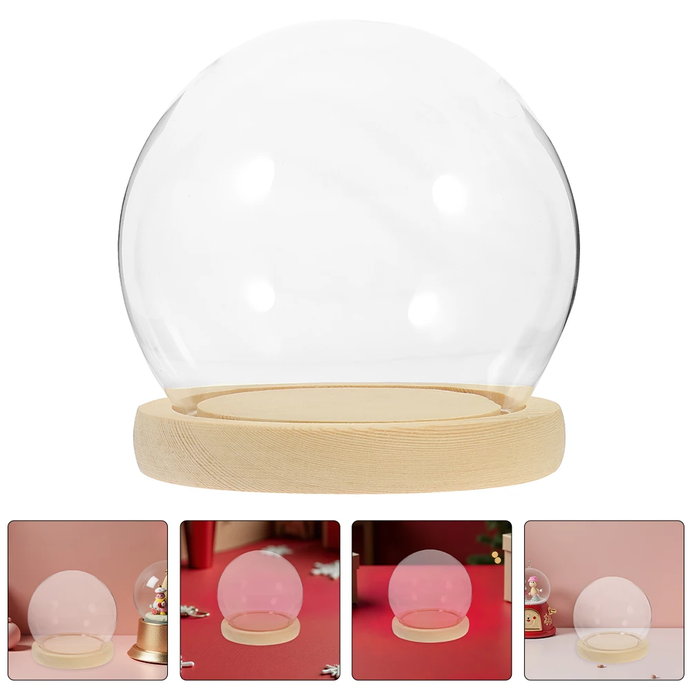 

Clear Glass Cloche Dome With Wood Base Preserved Flower Display Case Terrarium Snow Globe For Succulents Collectibles Glass Dome