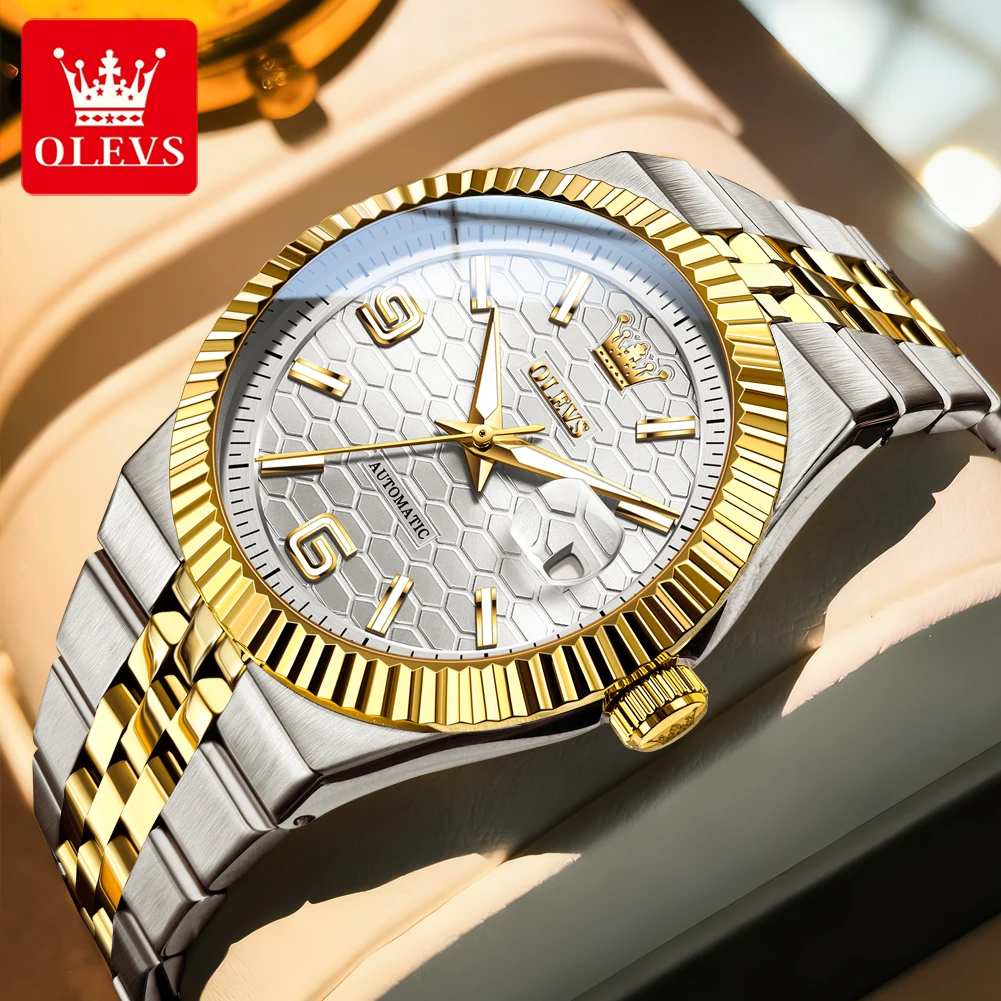 OLEVS Men Watch Original Brand Watch Automatic Mechanical Waterproof Auto Date Man Wristwatch