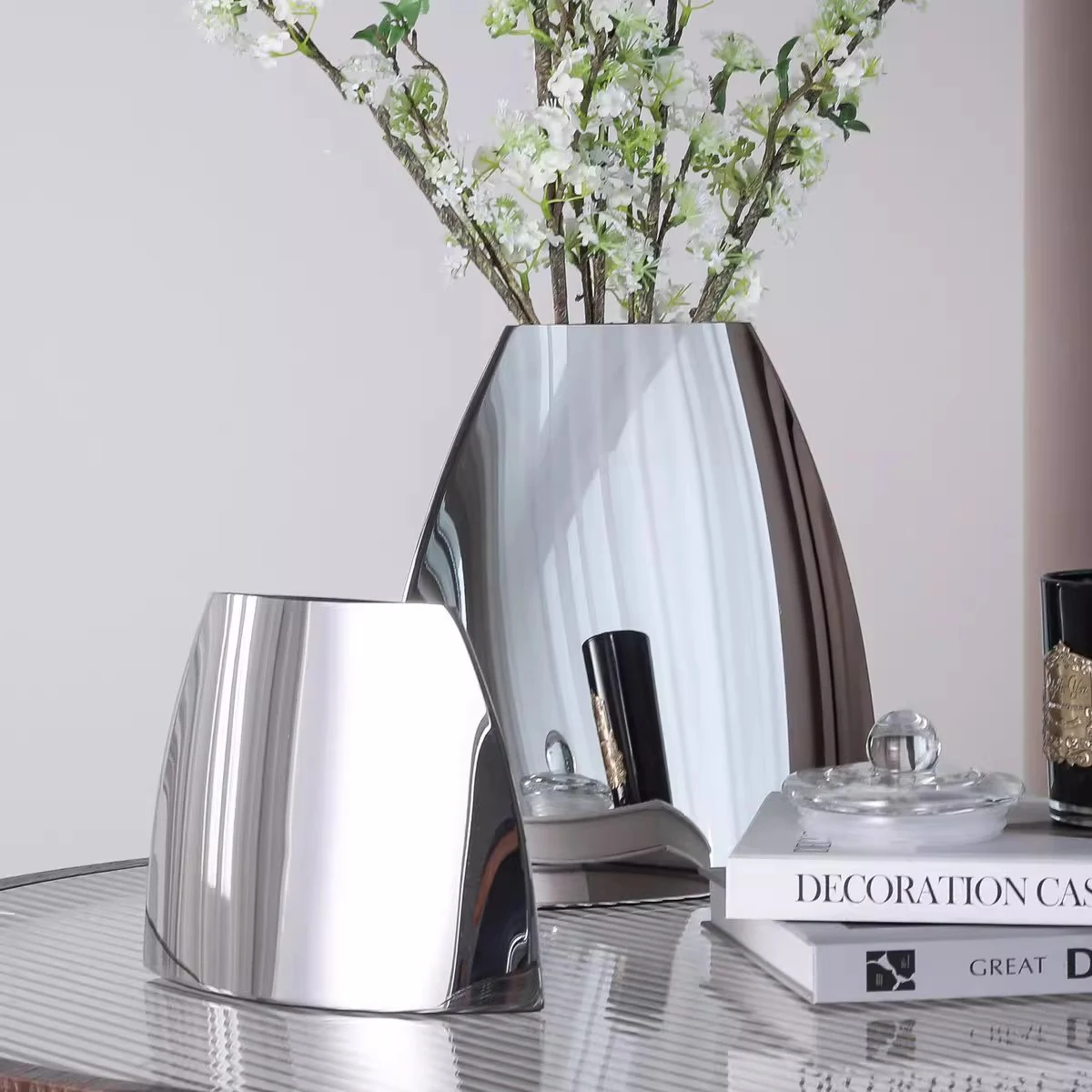 

Modern Minimalist Style Art Photography Prop Vase Stainless Steel Water Container Living Room Tabletop Ornaments Artistic Vase
