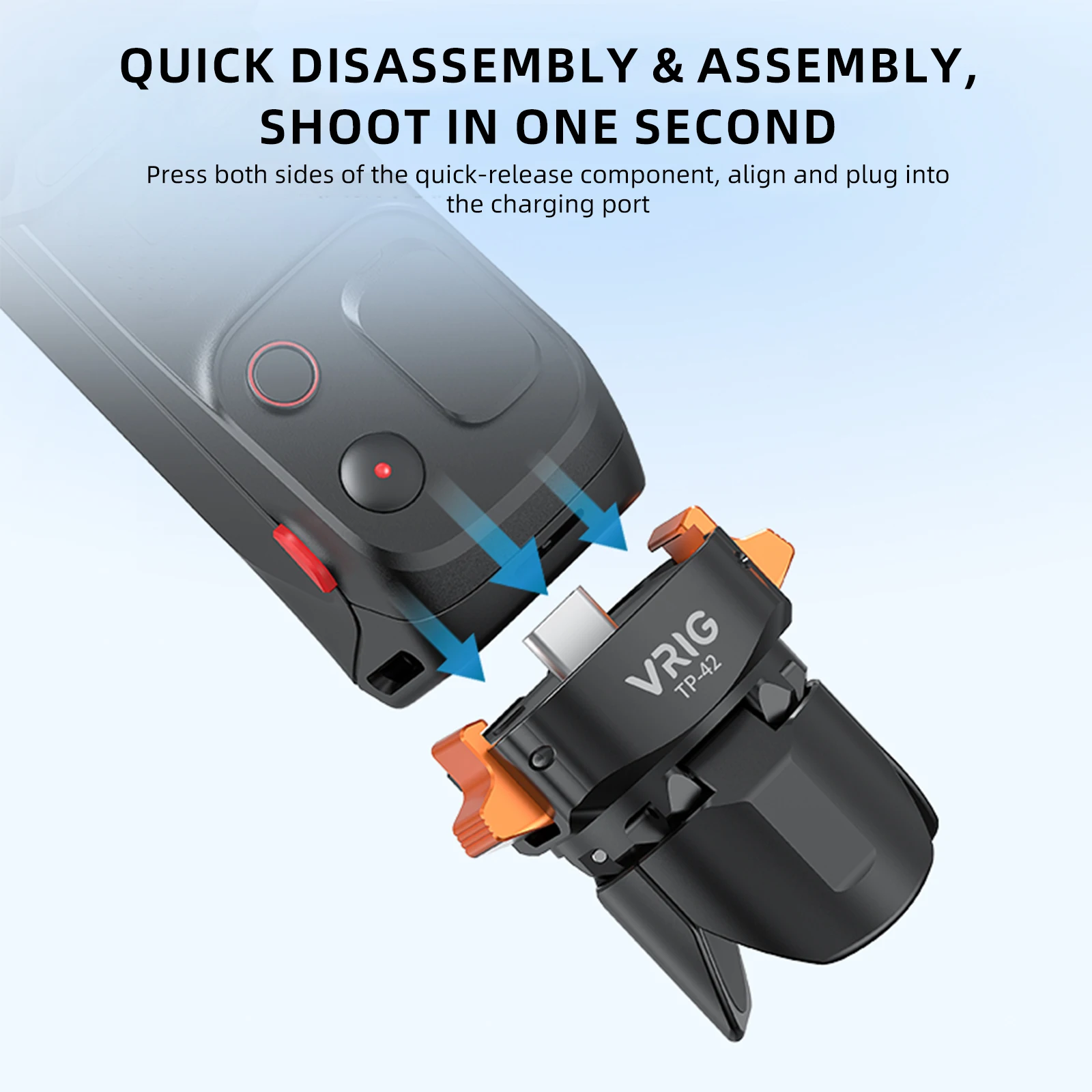 VRIG Magnetic Tripod with Type-C Charging for Insta360 Luna Ultra Compact Desktop Stand Quick Release Base Action Camera Access