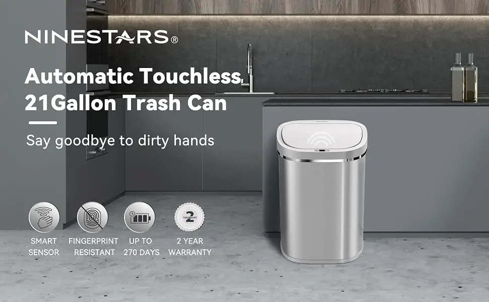 21 Gallon XL Smart Opening Trash Can