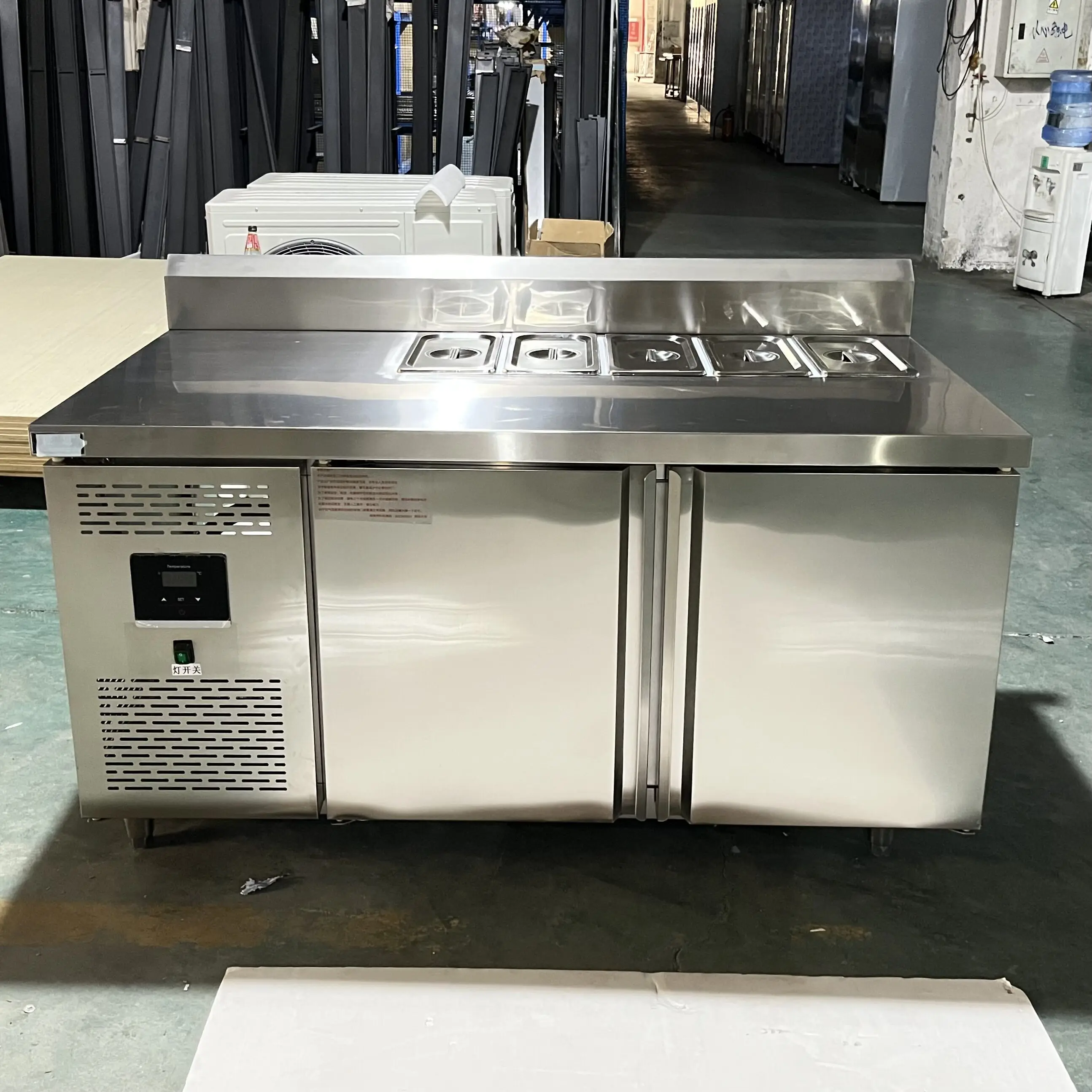 1.5m Stainless Steel Restaurant Fridge Refrigerated Worktable Salad Bar Bench Pizza Prep Chiller Cooling Kitchen Cooler