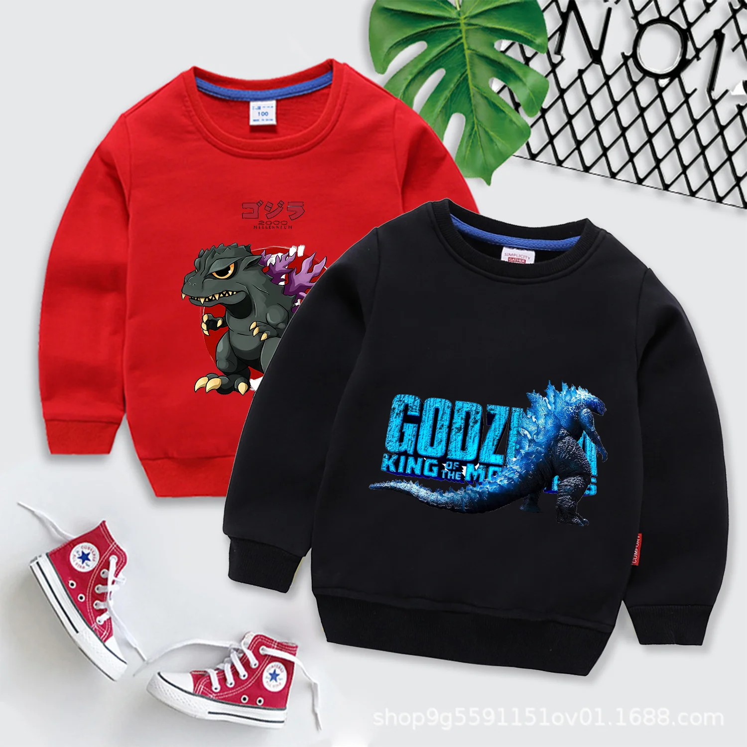 Godzilla Sweatshirt Cotton Long Sleeve Clothes Boys Tops Clothes Cool Children O-neck Sweatshirts High Quality Birthday Gifts