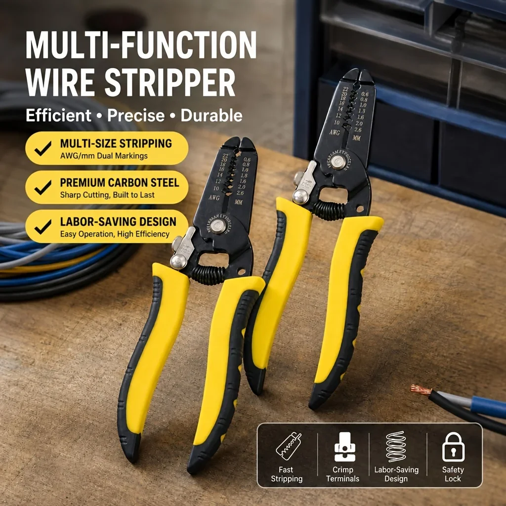 Wire Stripper, Fast Stripping Non-Damaging Core, Dual-Color Handle Stripper,Electrician Special Stripper,Sharp Cutting Stripper