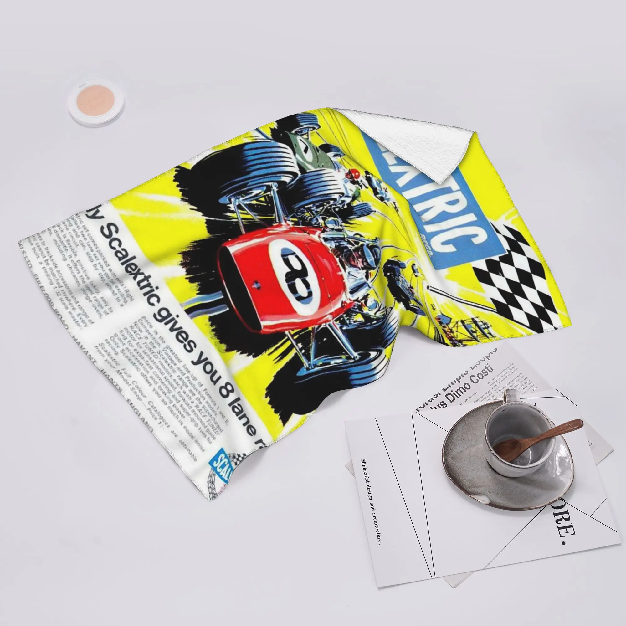 Toalla de Rostro Suave Personalizada Scalextric Vintage, Toallas de Algodón Absorbentes de Secado Rápido para Piscina y Baño