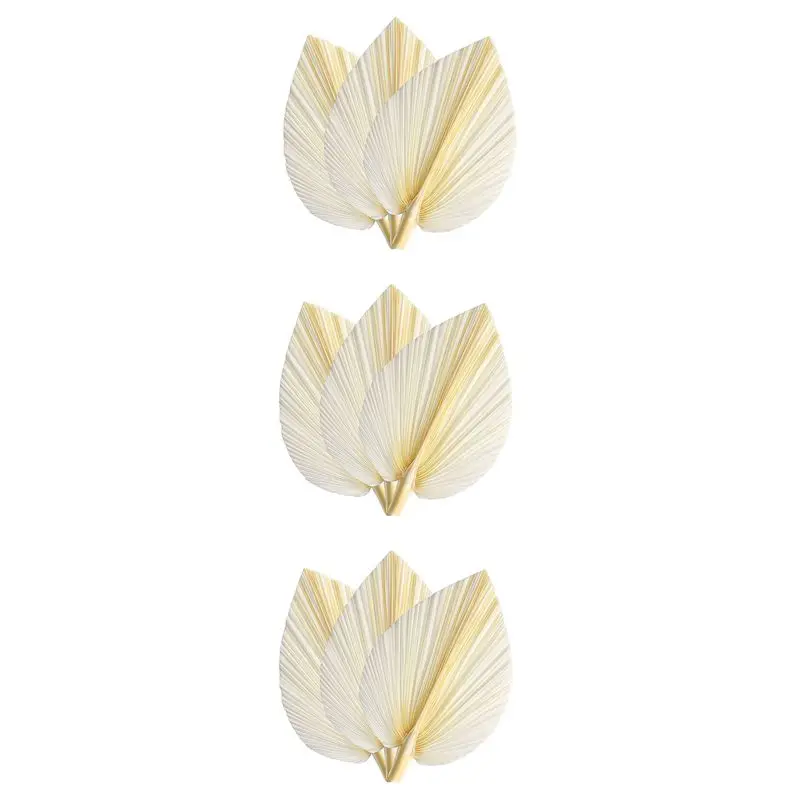 Hojas de Palma Secas Blancas Grandes - Calidad Premium - 9 Piezas - Decoración Elegante y Moderna para el Hogar y Bodas - Arte de Pared - AT36