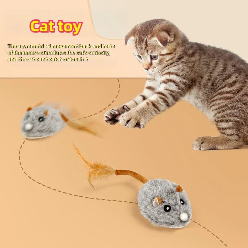 Interactive Cat Toys Electric Intelligent Moving Mouse Automatic Tail Shaking Squeak Mouse USB Charging Plush Cats Teasing Toy