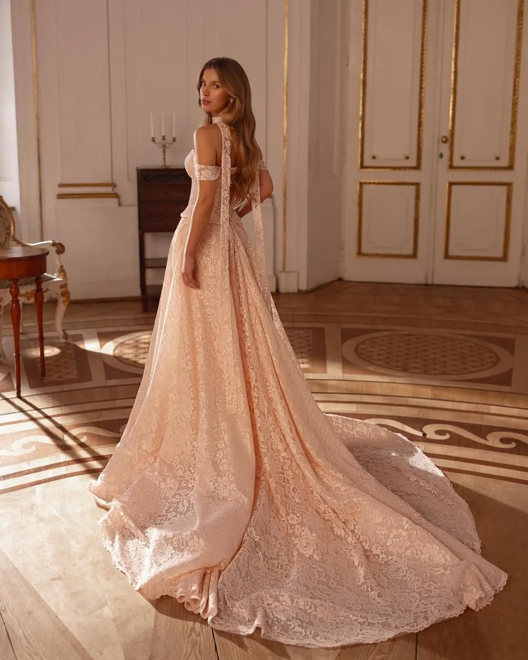Customized Chic Floral Lace Wedding Dress 2026 Off the Shoulder Corset Bridal Gown Pink Spring Summer vestidos de novia
