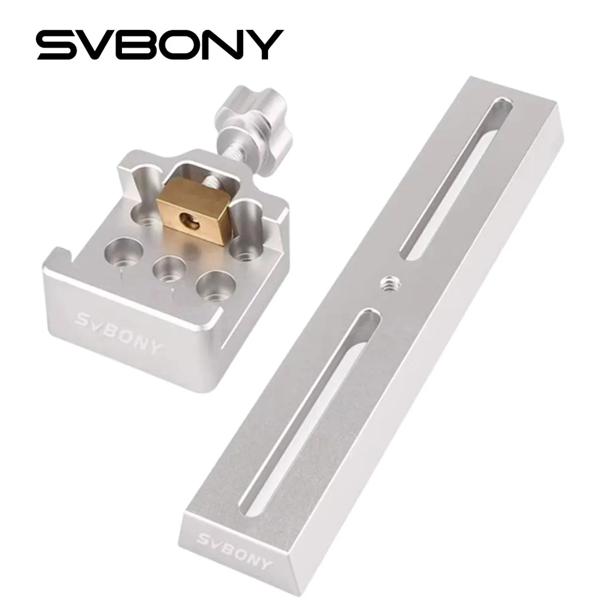 Svbony All Metal Aluminum Universal 8 Bores Silver Dovetail Plate & Dovetail 35mm with Brass Screws for Astronomical Telescope