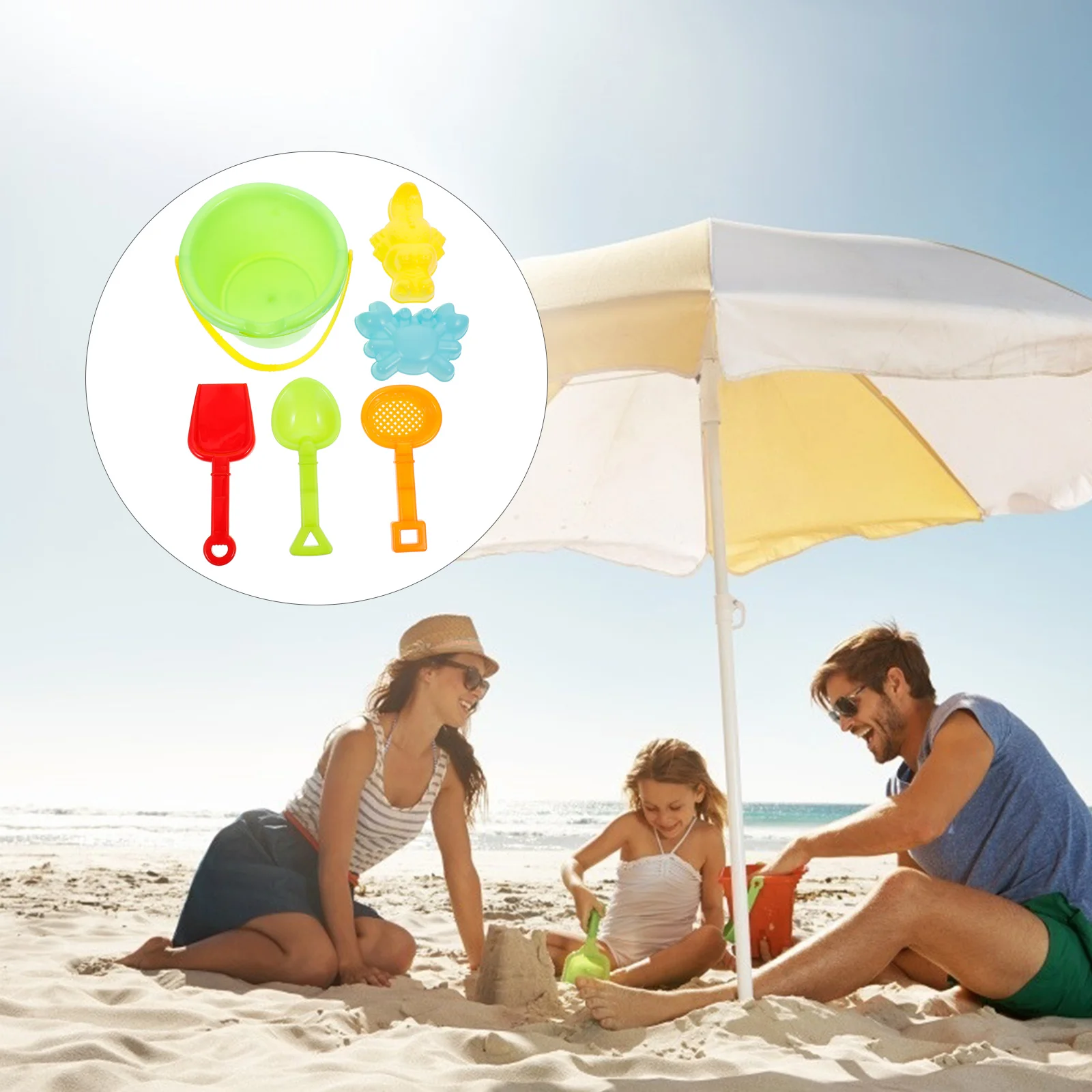 ของเล่นชายหาดของเล่นทรายเด็กมือบนถังชุดเครื่องมือพลั่วพลาสติกปลอดภัยขนาดเล็กวัสดุพรีเมี่ยมการออกแบบสีสดใสปลูกฝัง