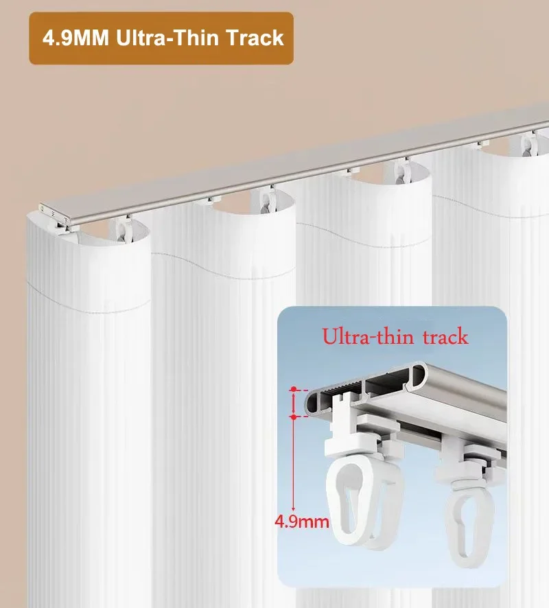 fy-Customized Waved Ultra-Thin Aluminum Alloy Curtain Invisible Silent Slide Fashion Curtain Rod And Cloth Strip Accessorie