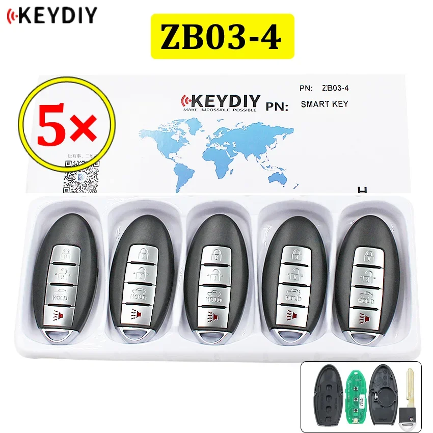 

5pcs/lot KEYDIY ZB Series Remote KD Smart Key ZB03-4 for KD-X2 KD-MAX Car Key Remote Replacement Fit More Than 2000 Models