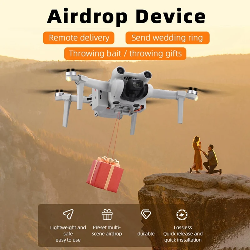 Airdrop System For Mini 3 Pro Drone Fishing Bait Wedding Ring Gift Delivery Dispenser Thrower