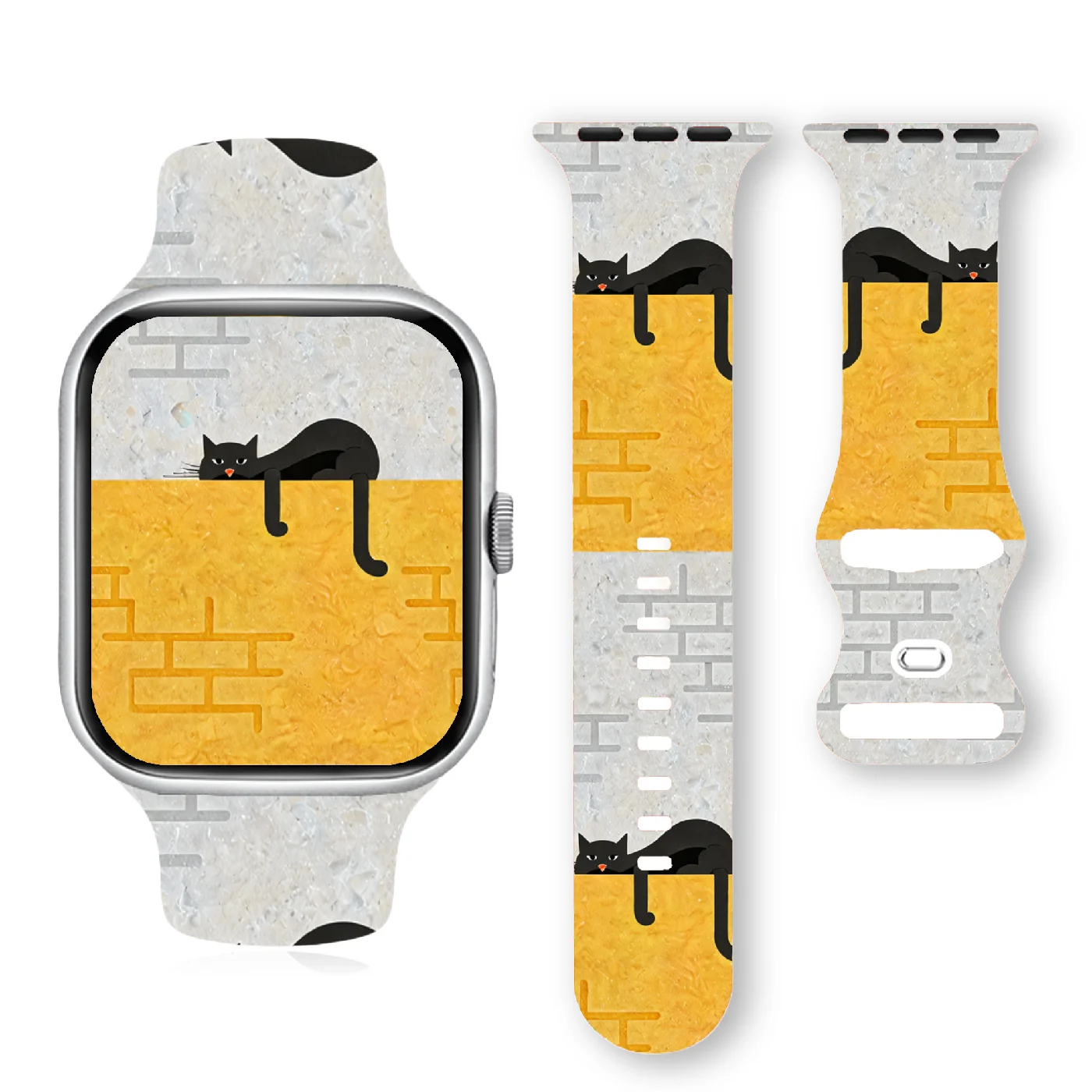 Lazy Cat Theme Soft Silicone Band for Apple Watch 9 8 7 6 5 Ultra SE Size 38 40 41 42 44 45 49mm Suitable for All iWatch
