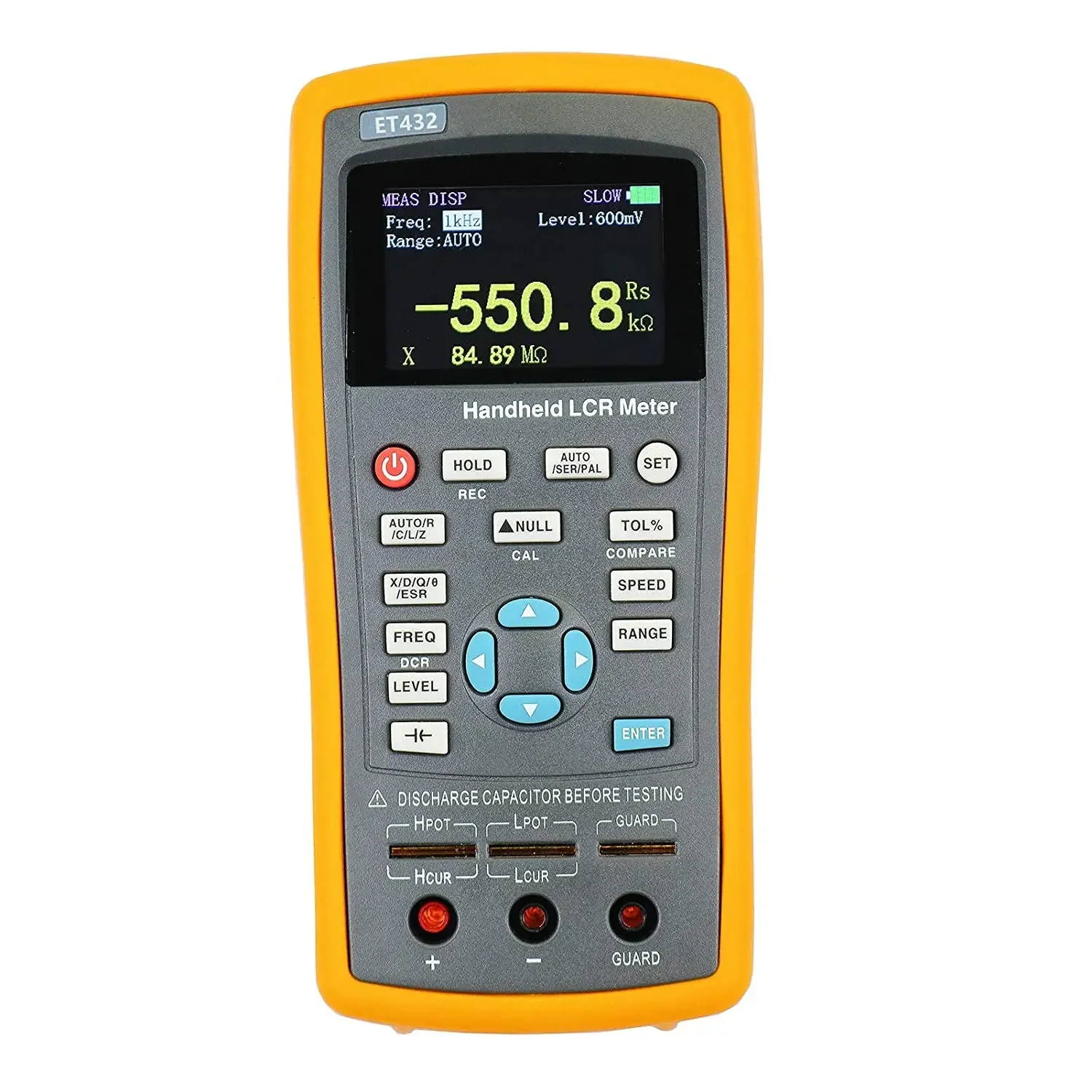 Handheld Digital LCR Meter LCR Multimeter Tester 100kHz 2.5-inch LCD for Inductance Capacitance Resistance ET430 ET431 ET432