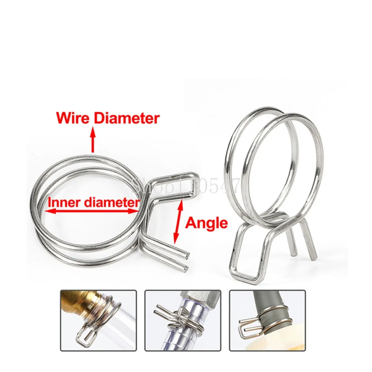 10Pcs 3.5mm - 28mm Hose Clamp Stainless Steel Tube Spring Clips Fuel Line Hose Clamps Sealing Pipe Clips Hardware Accessories