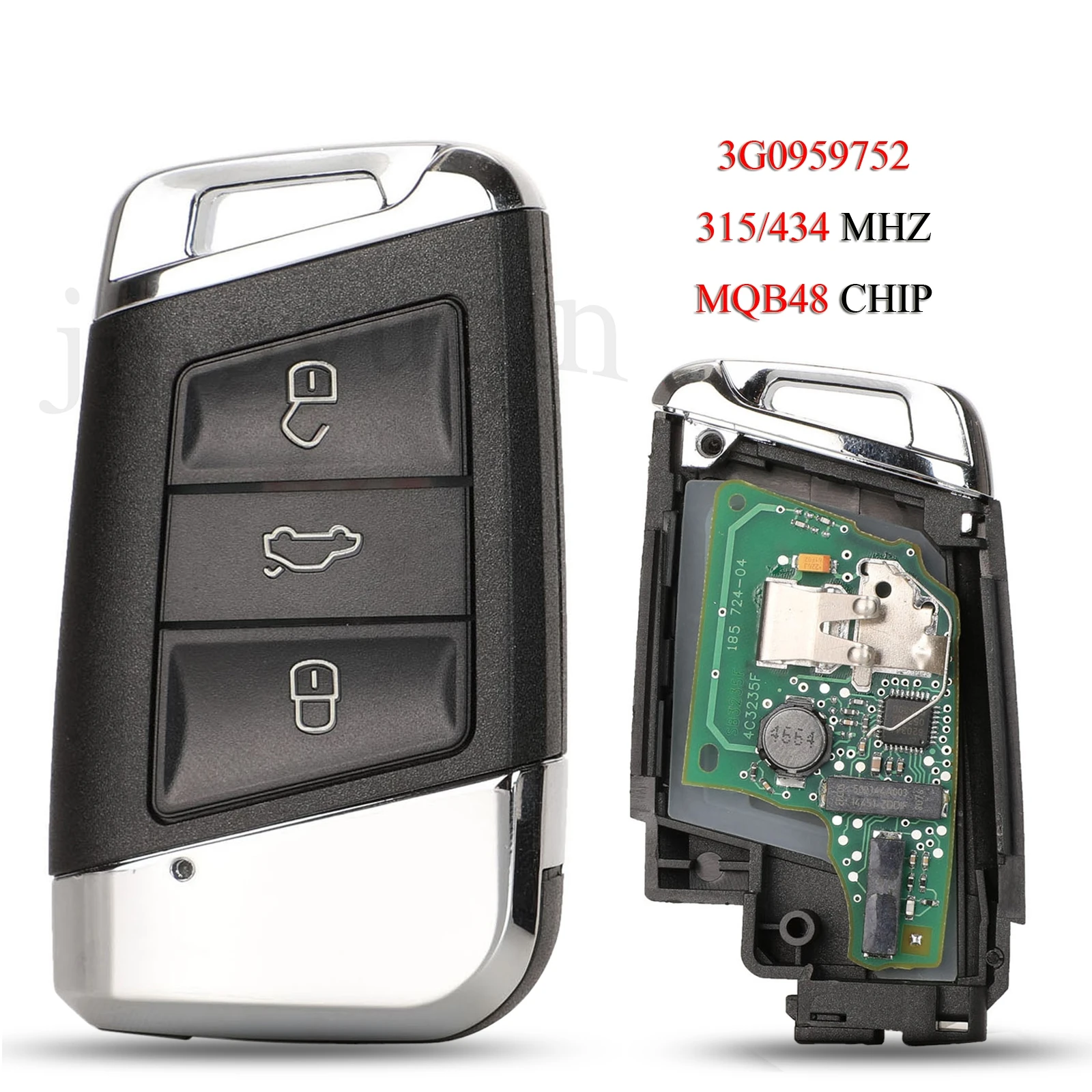 

jingyuqin Remote Smart Car Key For VW/Volkswagen Magotan B8 Superb A7 Passat Variant Keyless-Go 3Buttons ASK 315/433MHZ MQB48