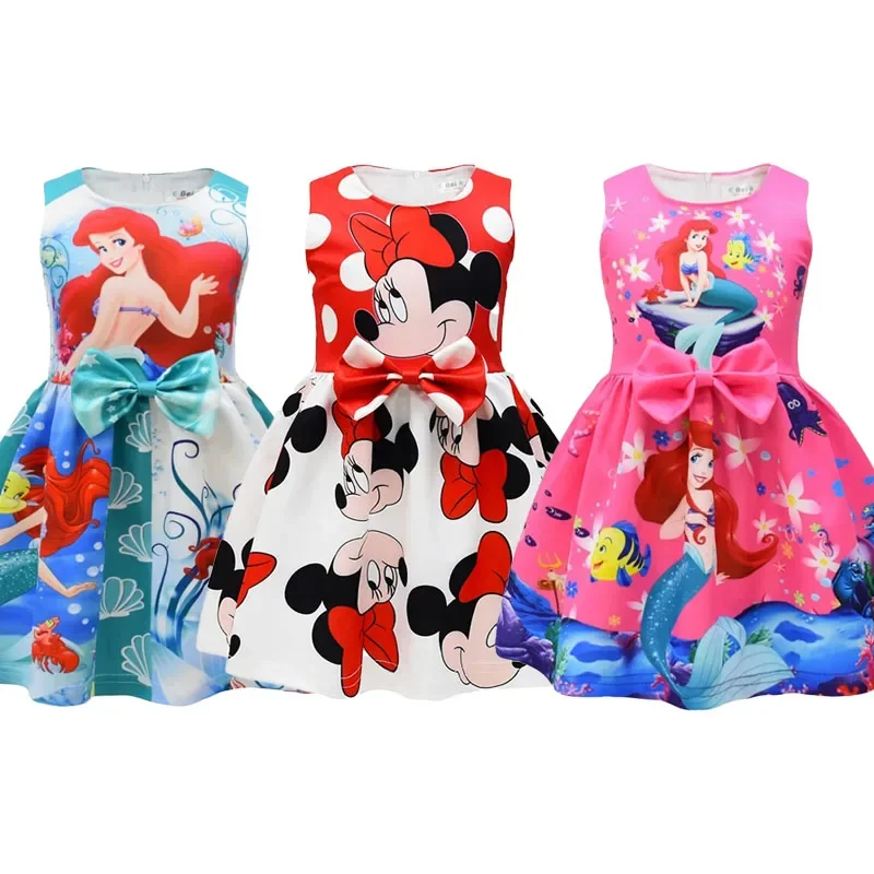 SN55Anime Cartoon Little Mermaid Princess Dress for Girls Mickey Mouse Cosplay Costume Kids Birthday Party Outfits Summer Dr$@1w