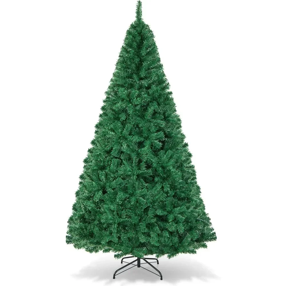 

8 feet faux pvc christmas tree with bracket holiday season indoor outdoor green, durable bracket for easy assembly