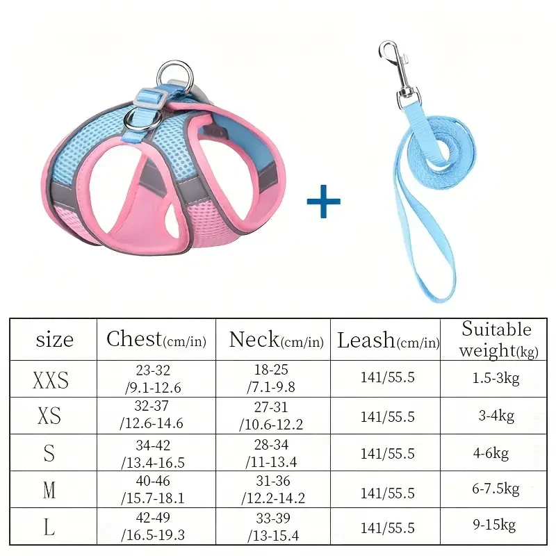 반려견 고양이 하네스 탈출 방지 안전 고양이 조끼 하네스, 야외 산책용, 반사 스텝 인 소프트 메쉬 반려동물 재킷, 반려견 고양이 H
