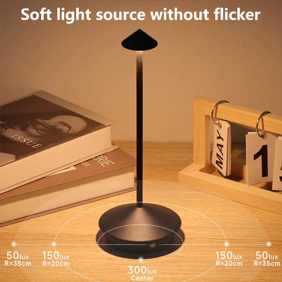 Simple LED Rechargeable Metal Table Lamp 3 Colors Creative Mushroom Night Light Bar Restaurant Outdoor Ambient Decor Lamp