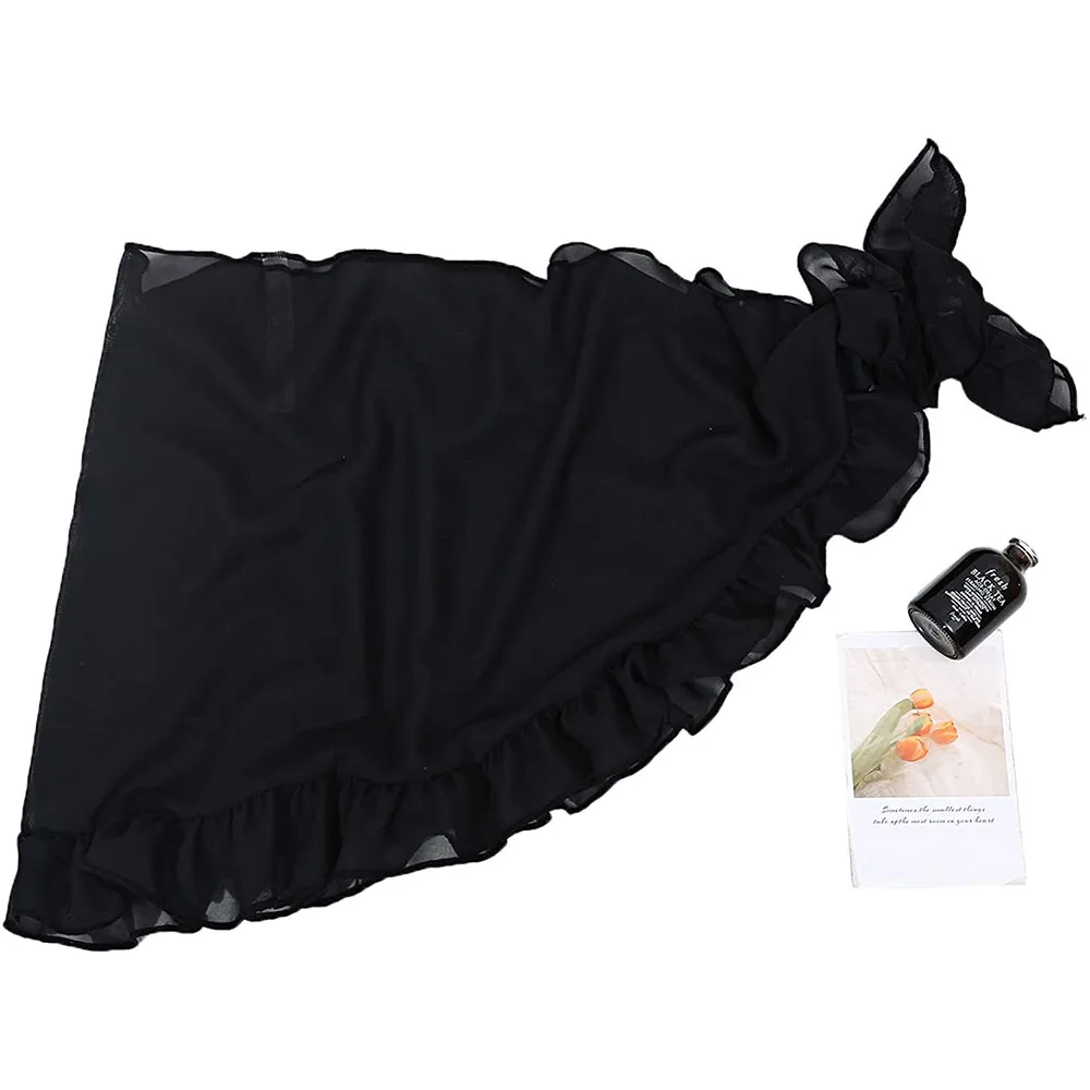 Costume da bagno Coverups per le donne volant orlo Sarong Beach Bikini Wrap pura gonna corta sciarpa di Chiffon per costumi da bagno