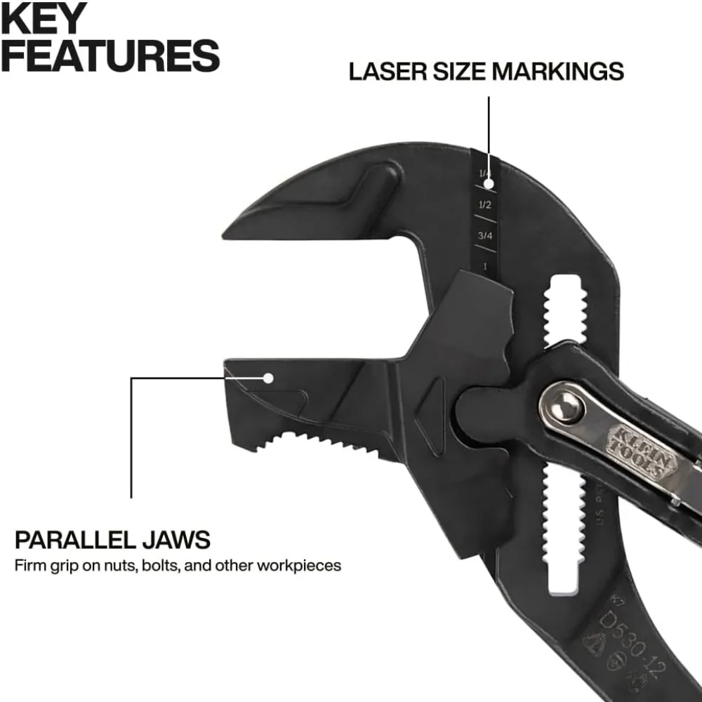 مفتاح ربط ذو طيات المضخة متعدد الاستخدام عالي التراعي من Klein Tools مع فكي قابل للتعديل على الوجهين قابل للتعديل