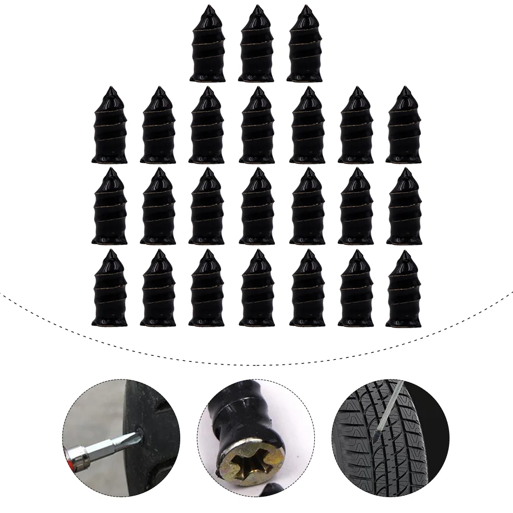 

20 Pcs Tire Patch Kit Sealant Tires Repairing Screw Nail for Rubber Nails Black